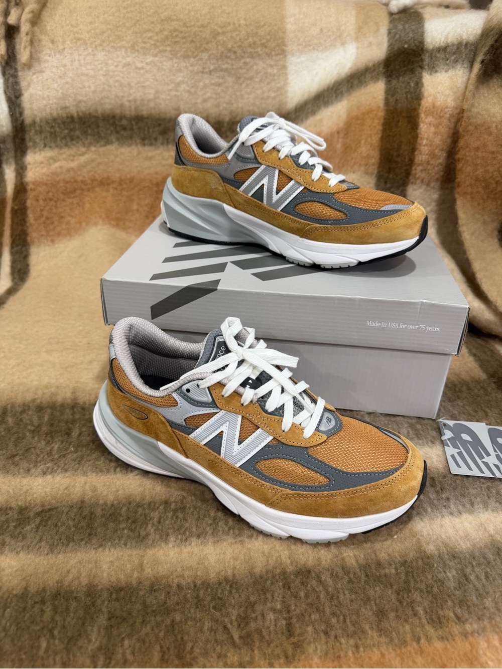 New Balance Men’s Suede & Mesh Sneakers - Mustard/Tan/Gray